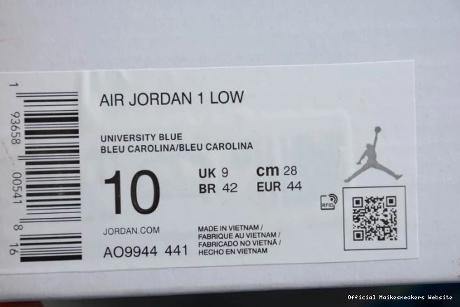 Official Maikesneakers AO9944-441 UNC 1 Jordan (W) Air Low 0809